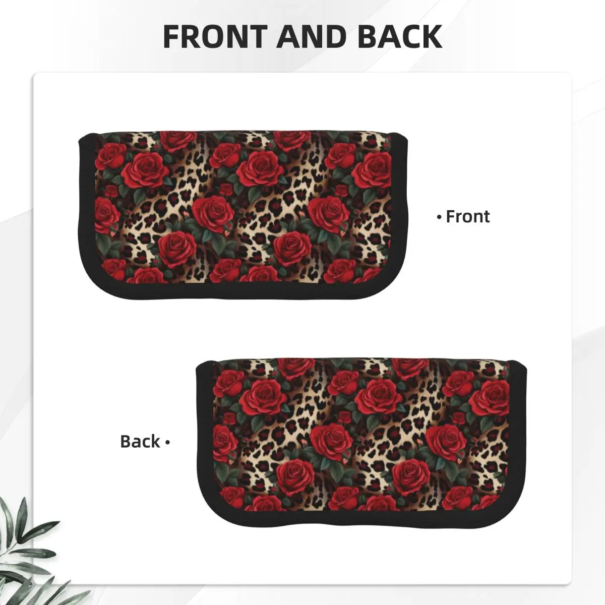 Rose Red Leopard Pattern Pencil Case for Boys Girls School Pen Box Pencil Bag Stationery Supplies Pen Holder Bag