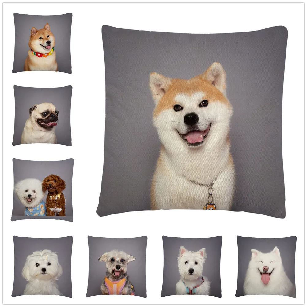 Puppy/Dog Art Photo Pattern Polyester Cushion Cover Pillowcase Home Sofa Car Decor