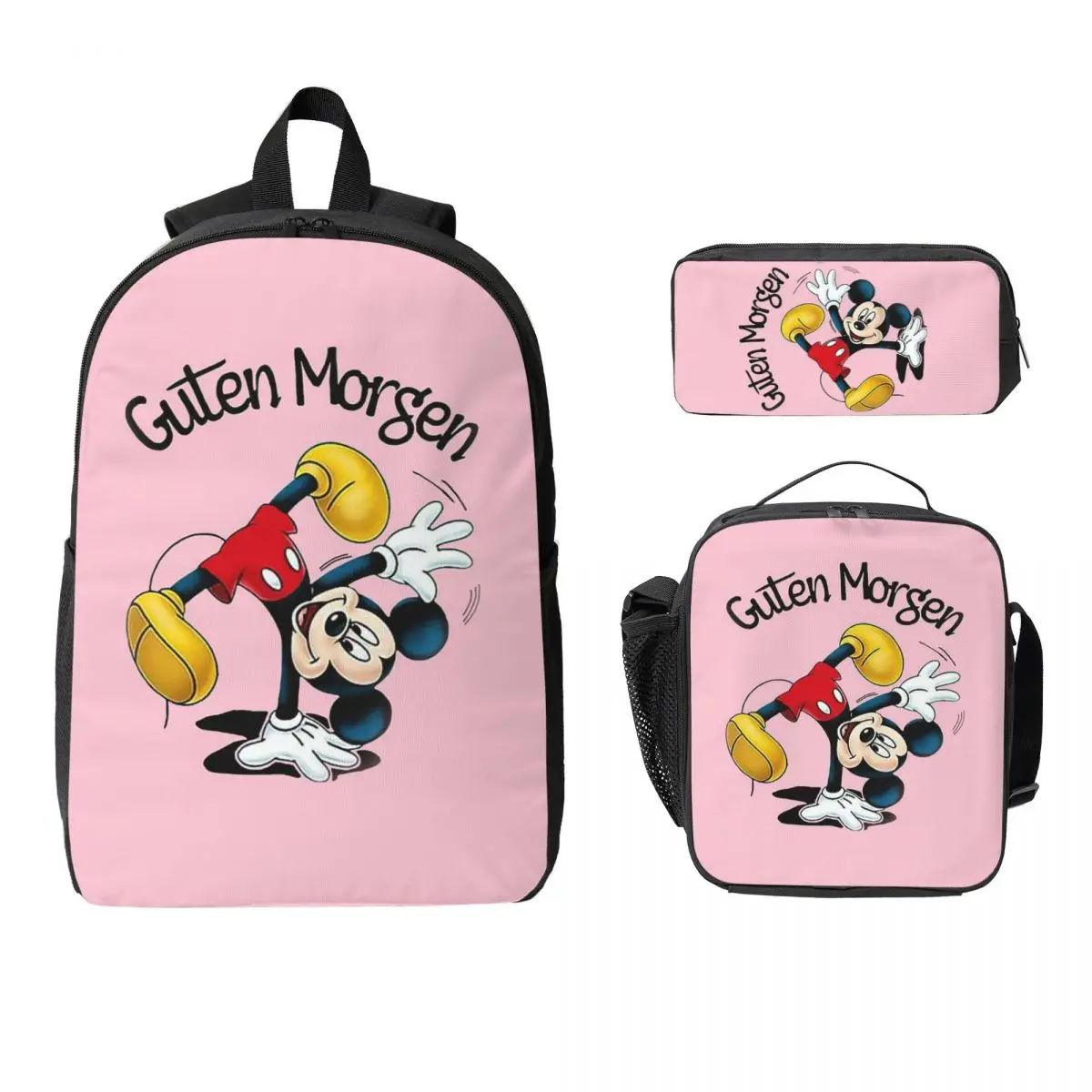 

Mickey Mouse Backpack Student Boys Girls BookBag School Bag Computer Shoulder Bags 3ps Insulated Lunch Bag Pencil Case