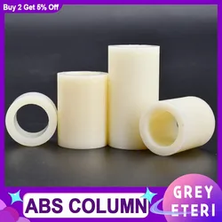 8-100pcs Round ABS Insulation Spacers Hollow Non Thread Standoff Rack Washer TV Install Plastic Column Pillars Beige M3-M12