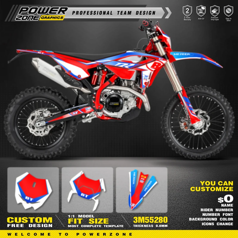 PowerZone Custom Team Graphic Decal & Sticker Kit For BETA 2023 2024 2025 RR ENDURO 125 200 250 300RR 350 390 430 480 08