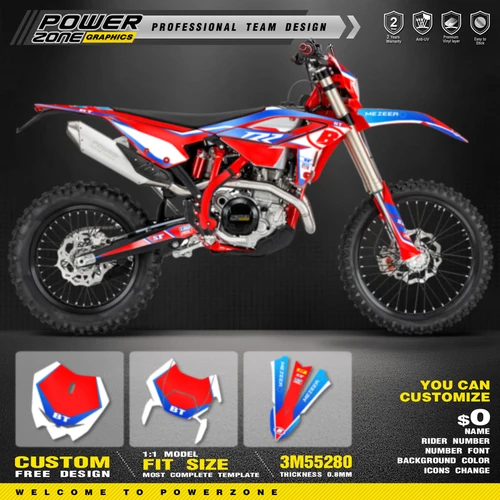 Imagen 2 del producto Kit de pegatinas gráficas de equipo personalizadas PowerZone para BETA 2023 2024 2025 RR ENDURO 125 200 250 300RR 350 390 430 480 08