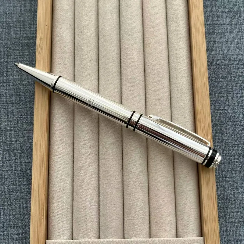 Luxury French Designed Heavy Weight Twist Action Rollerball Pen Silver Plated G2 0.7mm High Quality Black Smooth Writing Gift