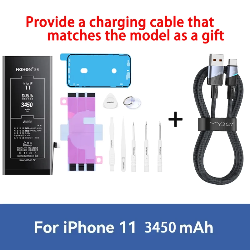 Batería NOHON para Apple iPhone 6 7 8 X XR XS 11 12 13 Mini Max Pro Promax de alta capacidad, reemplazo con garantía 2