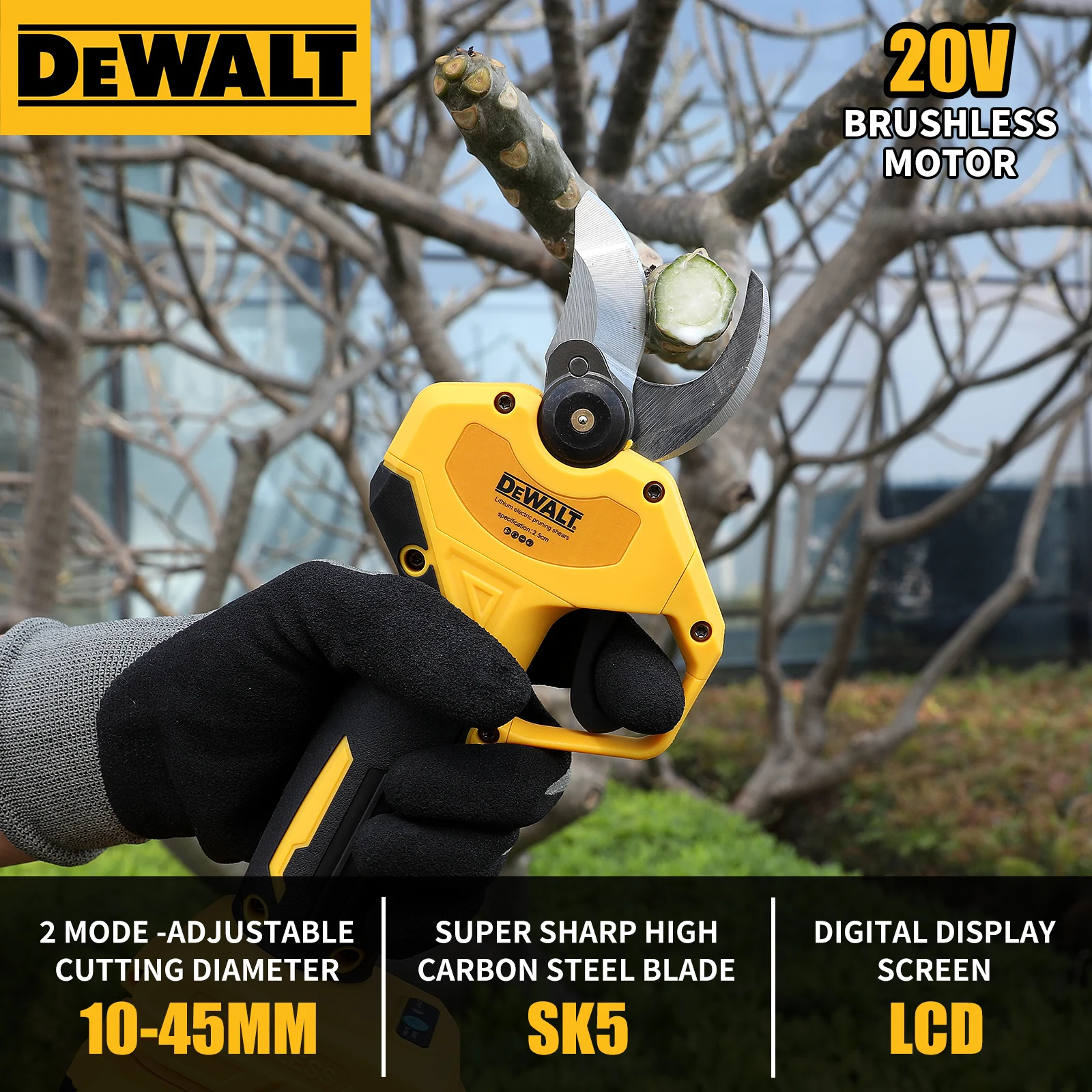

Аккумуляторные бесщеточные секаторы DEWALT 20V с лезвием из стали SK5, резка до 2,5 см, для садоводства, ландшафтного дизайна и обрезки веток деревьев