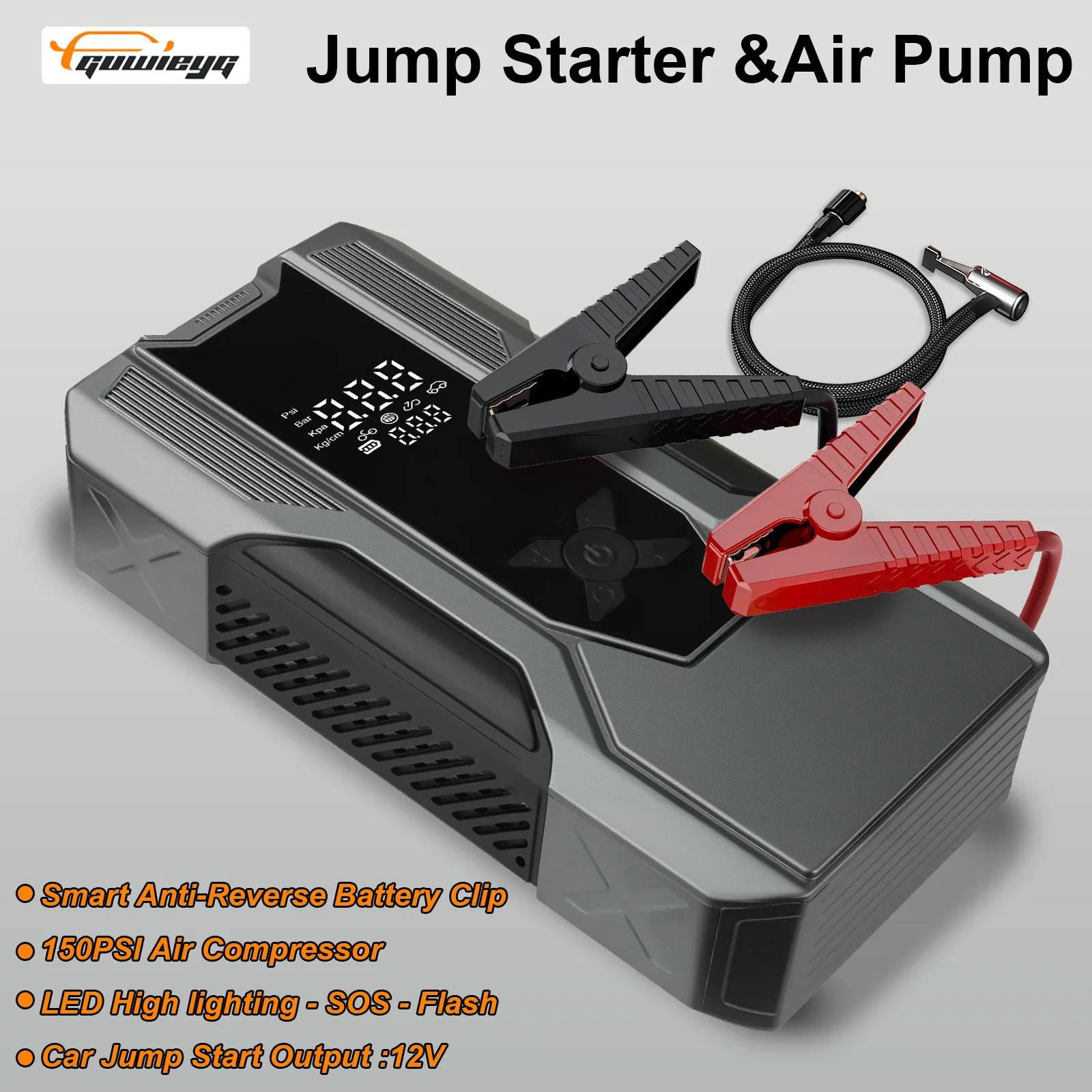 

1800A Auto Buster 12V Jump Starter 8000mAh Аварийный аккумулятор со встроенным воздушным насосом для быстрого накачивания шин и запуска автомобиля