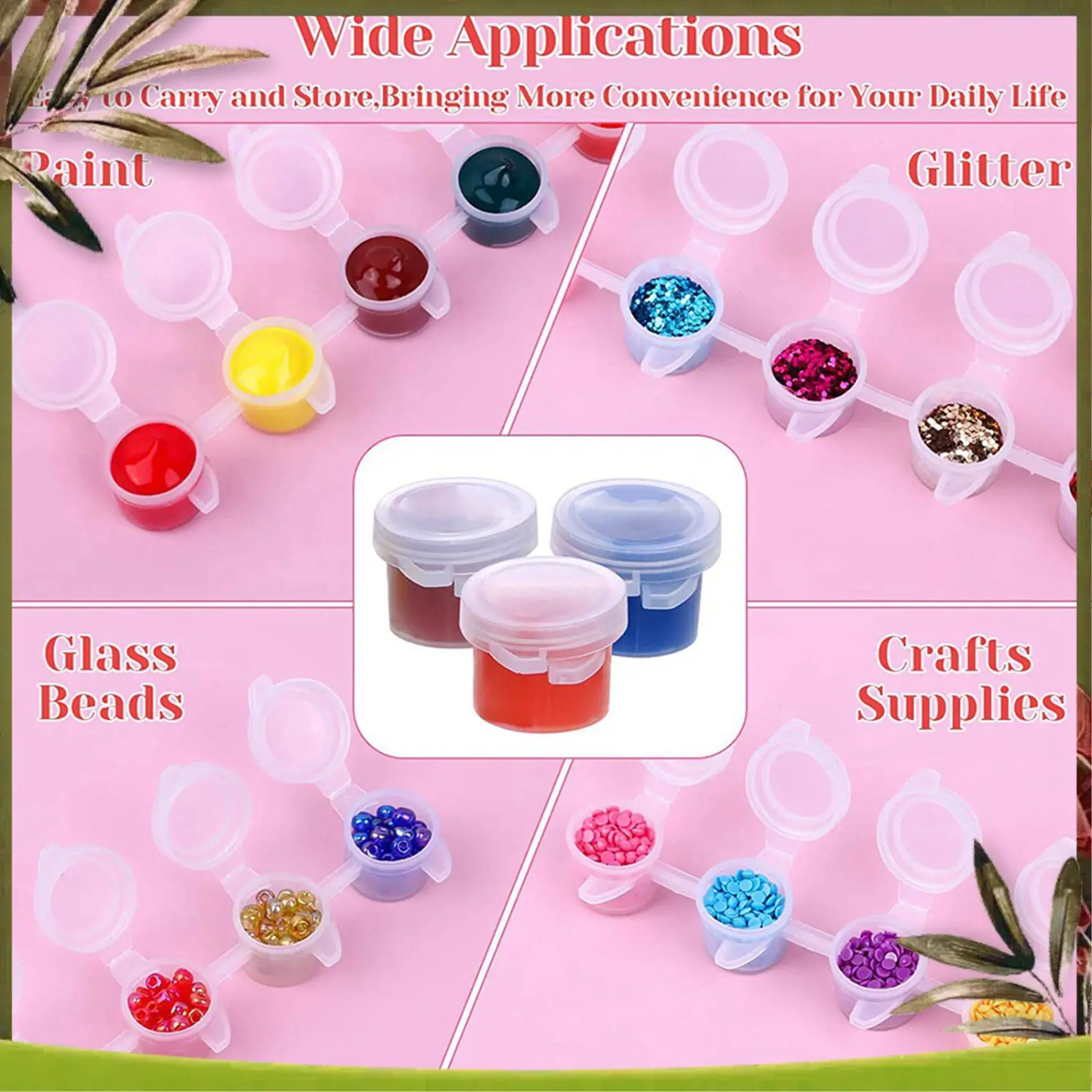 

New-480Pieces Empty Paint Pot, 40 Strips Acrylic Mini Paint Container Strips Storage With Lids For Arts And Crafts Paint 3Ml