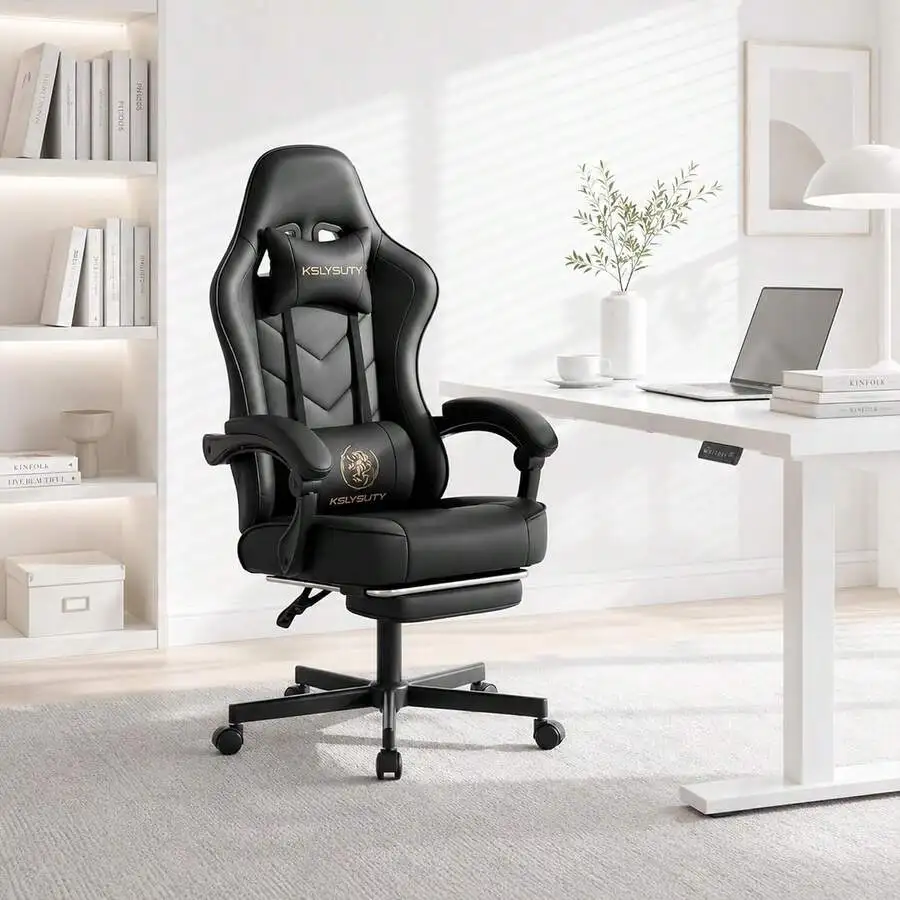 Office Desk Computer Gaming Chair For Adults, Ergonomic High Back Gamer Chair With Massage And Pocket Spring Cushion, Swivel Com