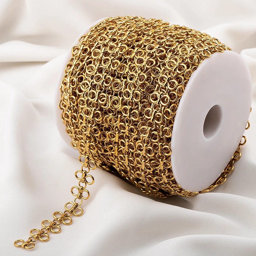 1M 0.5M Stainless Steel Round Ring Rope Knot Bow Chain for DIY Hip-Hop Necklaces Bracelets Clothing Jewelry Making Accessories - view 5