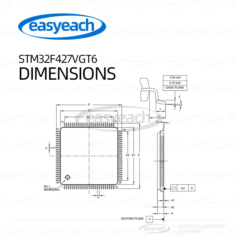 STM32F427VGT6 STMicroelectronics LQFP-100 ARM Cortex-M4 وحدات التحكم الدقيقة 32 بت-MCUs #3
