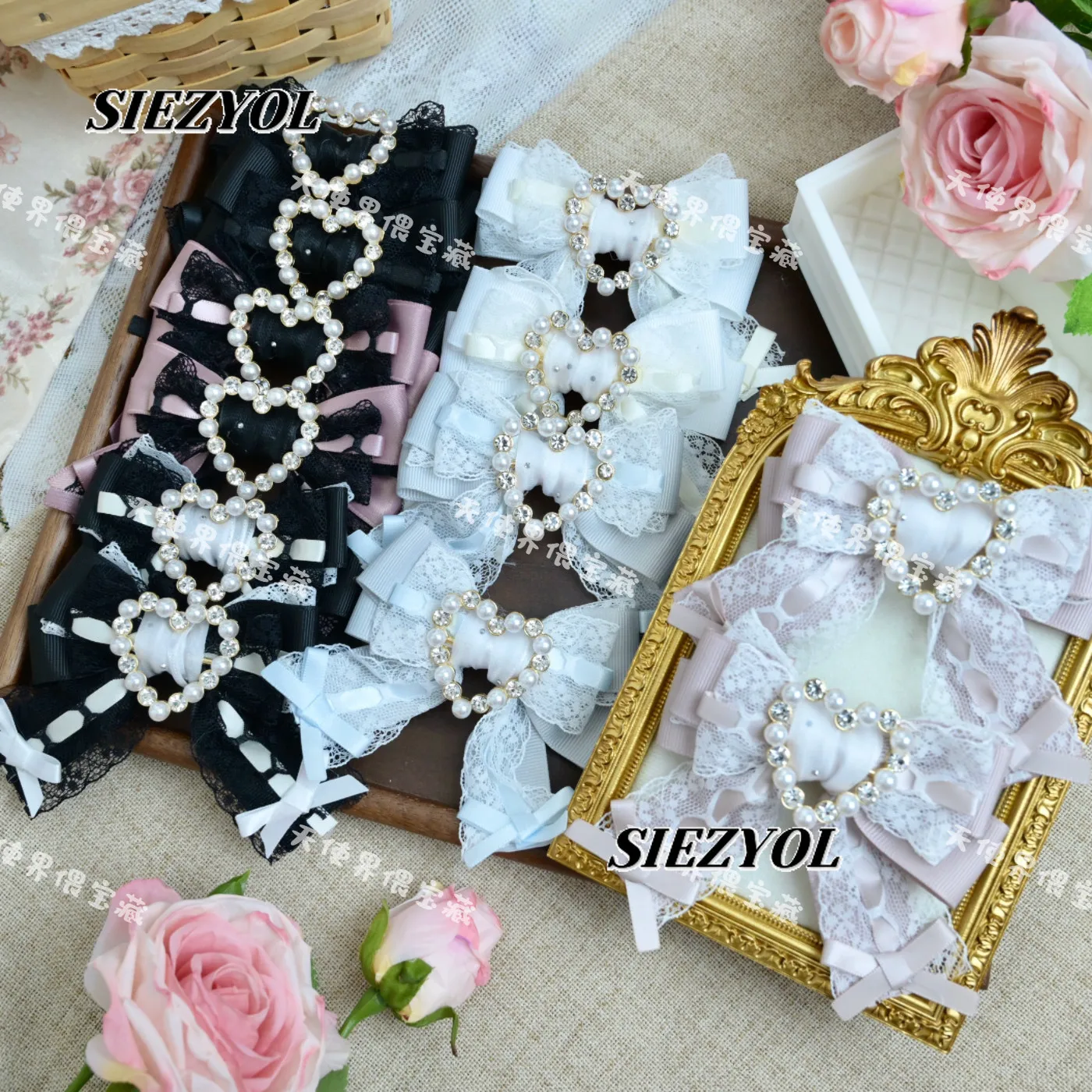 Japanese Mass-produced Exquisite Rhinestone Hair Clip Heavy Industry Lolita Hairpin Sweet Cute Girl Bow Hair Accessories