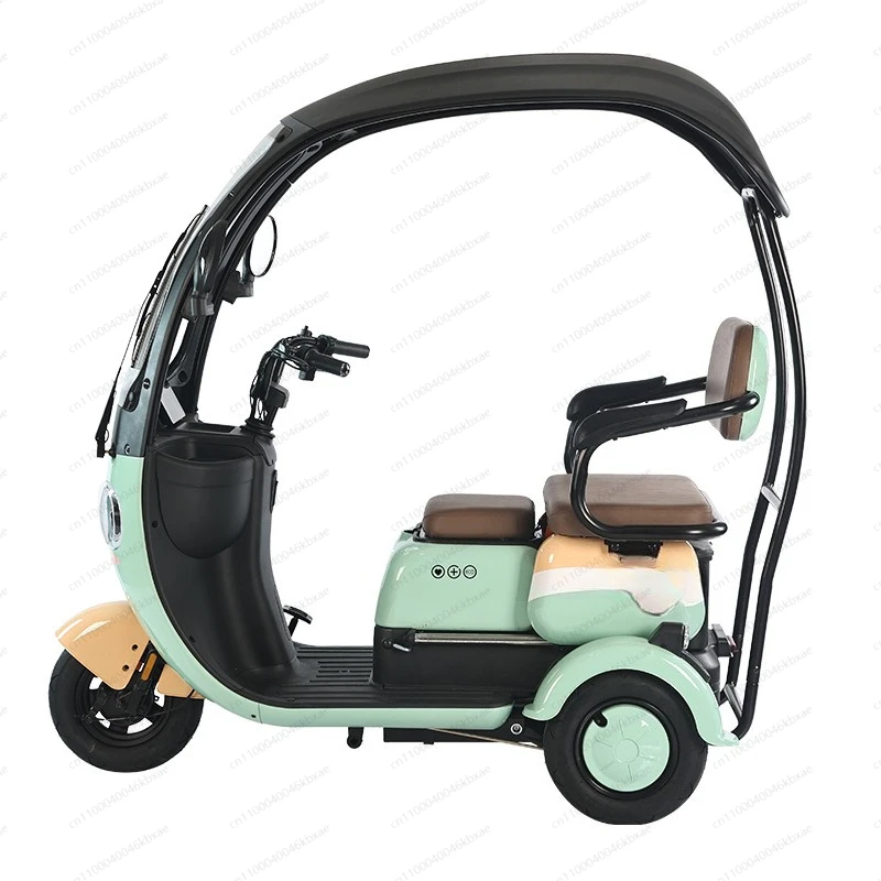

Casual electric tricycle with shed Adult lady pick-up and drop-off children Elderly scooter