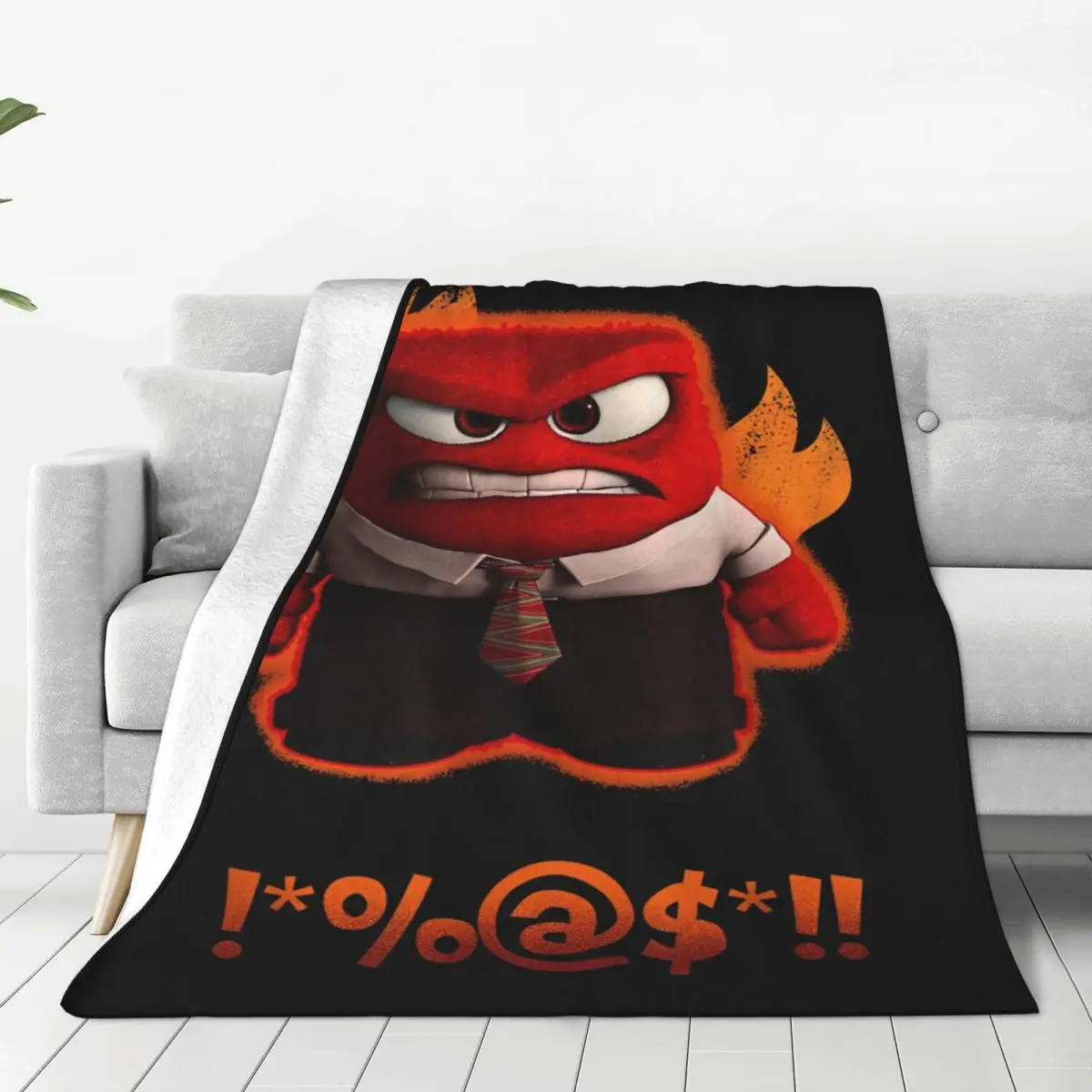 Official Pixar Inside Out Anger Blankets Fleece Shouting Curses Fiery Shot Super Warm Throw Blanket for Bed Bedroom Quilt