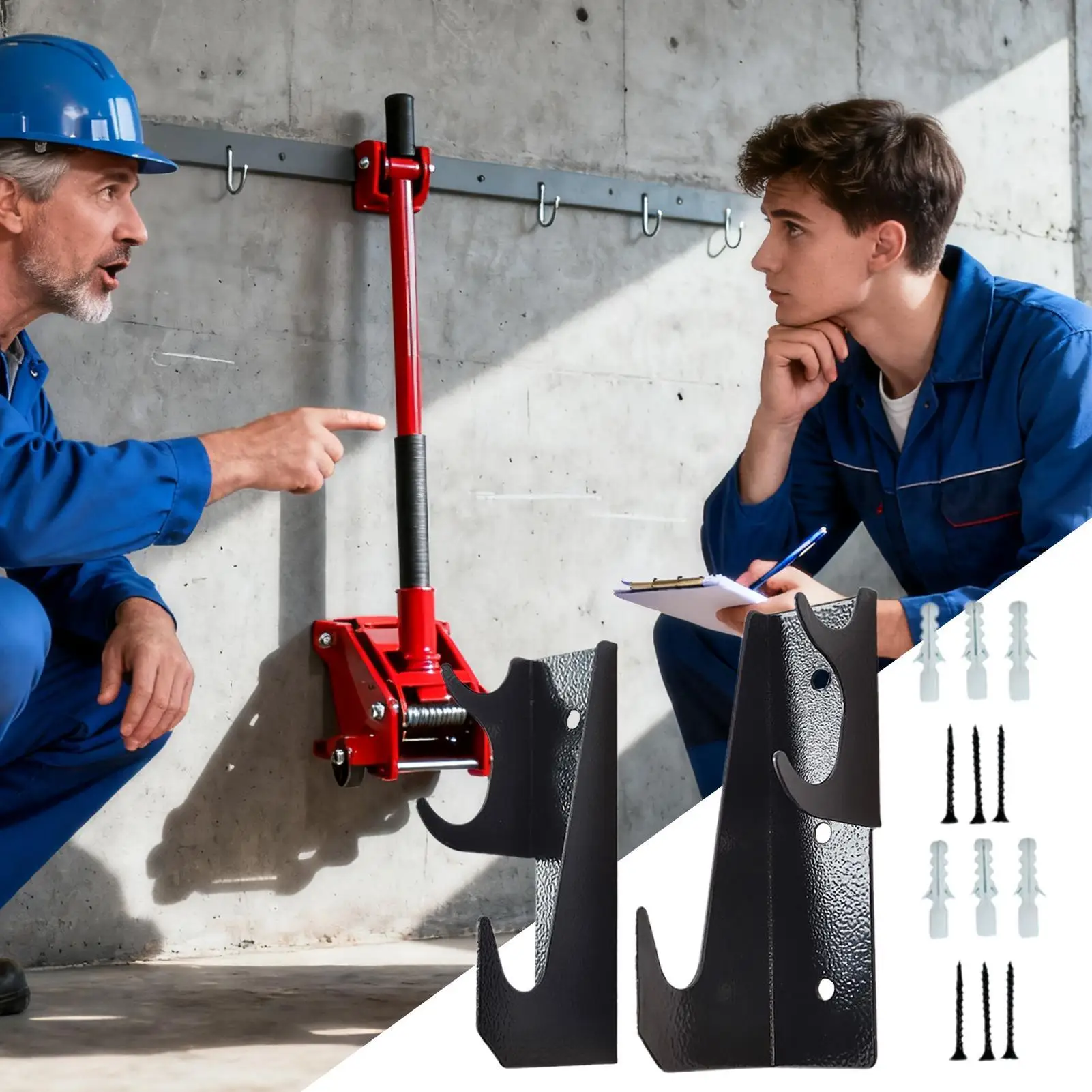 

Floor Jack Holder Non-Slip Hooks Space Saving Hydraulic Car Jack Storage Rack For Garage Repair Bay Shed Home Toolroom Repair