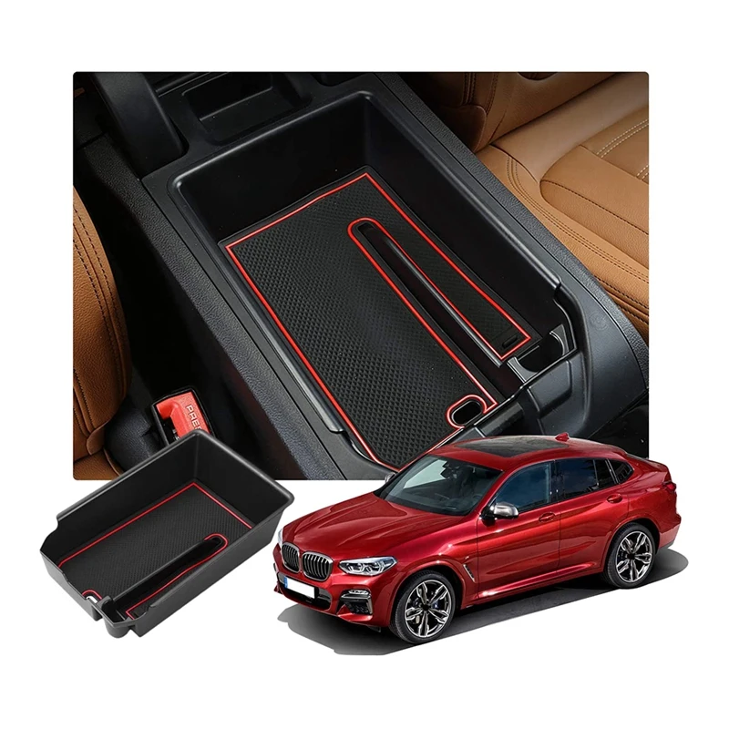 For BMW X3 G01 X4 G02 2018-2021 Car Central Console Armrest Box Storage Box Pallet Tray Container with Rubber Mat