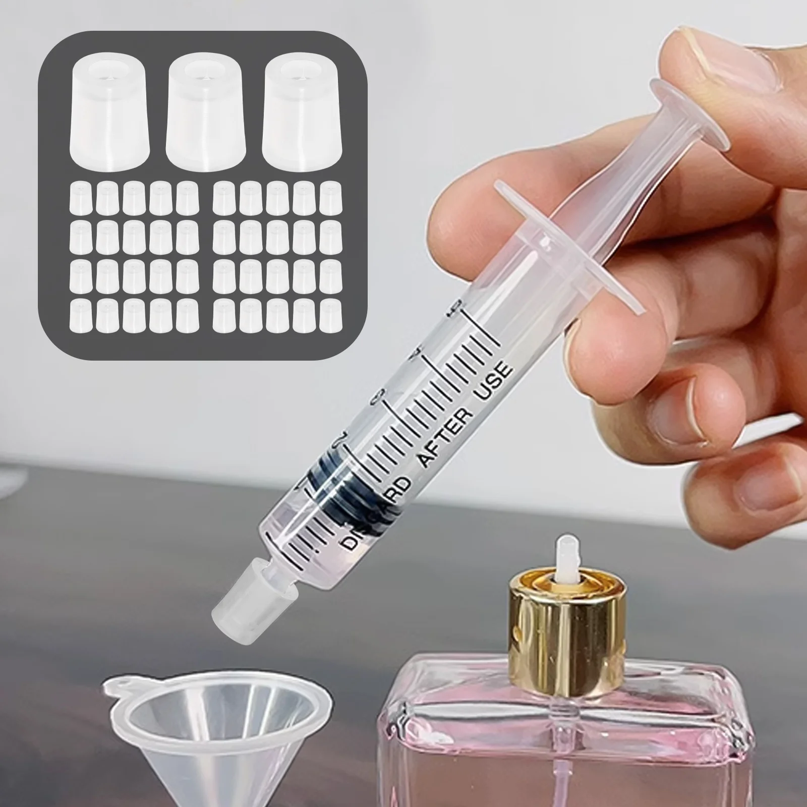 

50Pcs Perfume Dispenser Syringe Conversion Heads Liquid Transfer Tool for Refillable Bottles Precision Adapter for Travel Use