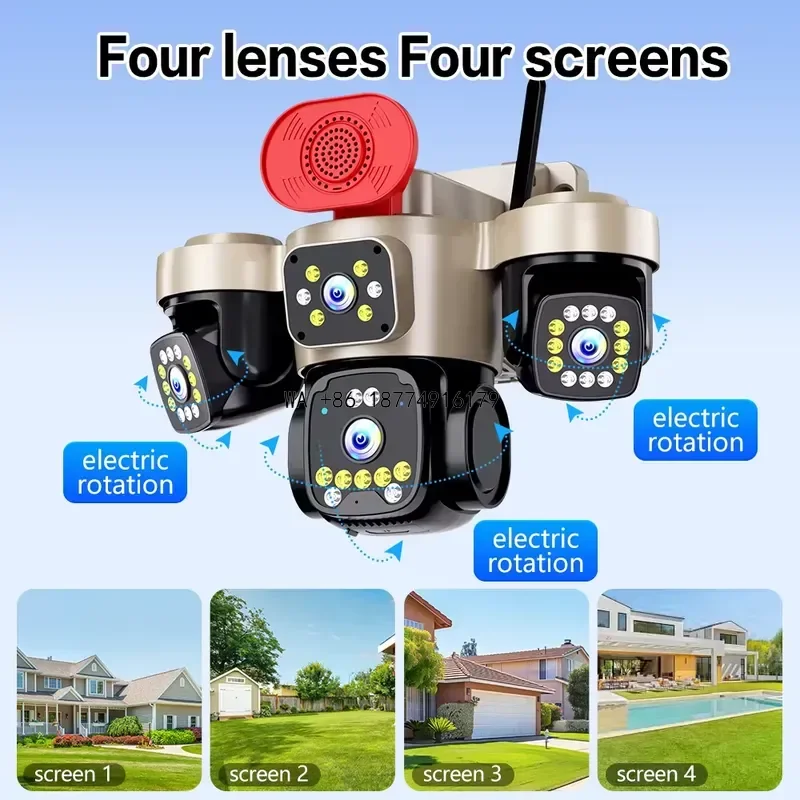 wmwmnu Off-grid 4G 16MP 4 lens solar CCTV 6 motor 3 lens APP control outdoor farm ranch mining area remote monitoringODM OEM