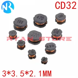 100Pcs SMD Inductor High Power CD32 1 1.5 2.2 3.3 4.7 6.8 10 15 22 33 47 100  220 330UH 1 1.5 2.2MH Power Inductance 3*3.5*2.1MM