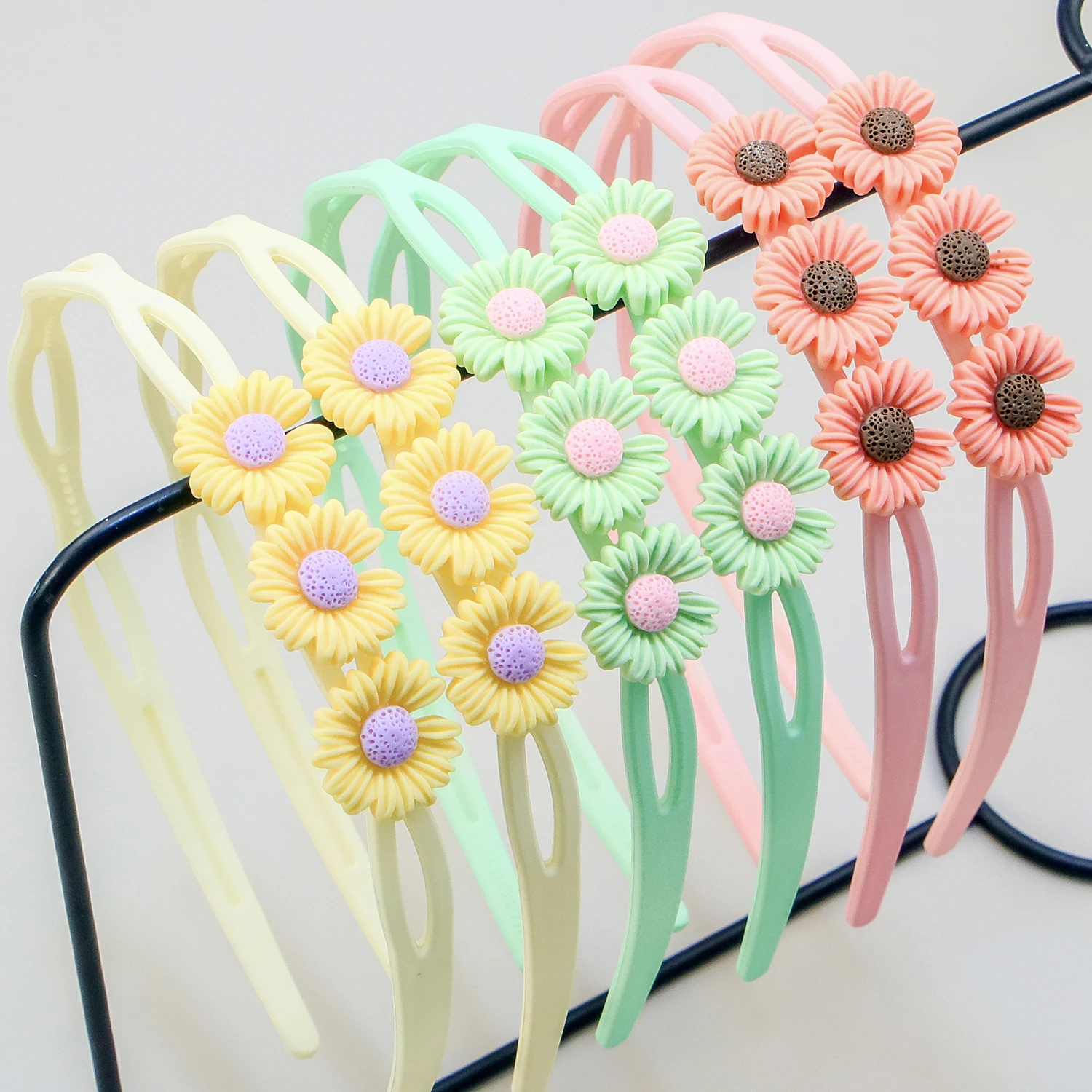 6PCS Girls Flower Headbands Candy Color Plastic Teeth Hairbands Kids Floral Hairband Family Decoration Party Hair Accessories