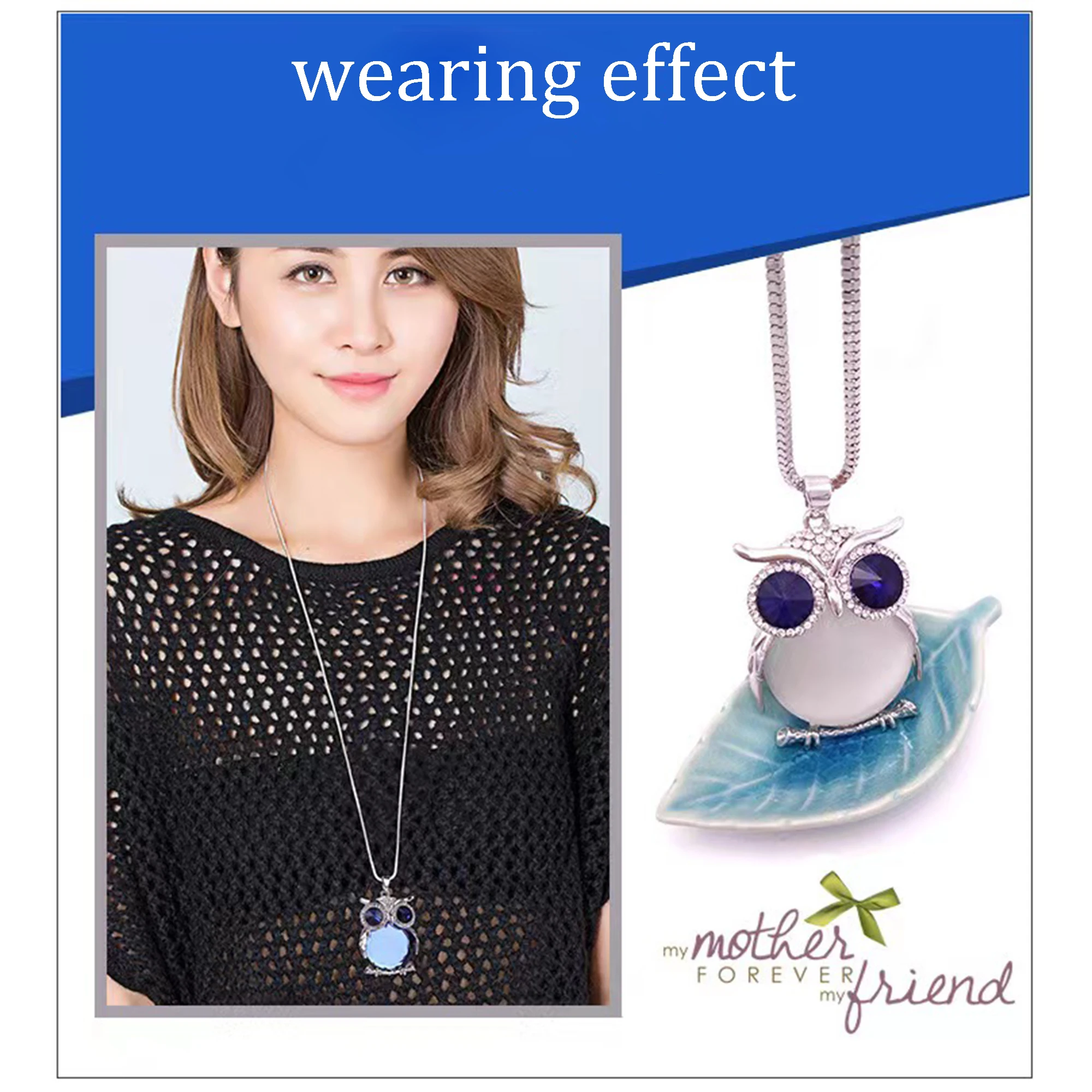 Owl Women Sweater Chain Necklace Owls Design Rhinestones Crystal Pendant Necklaces Jewelry Clothing Accessories Necklace Pendant