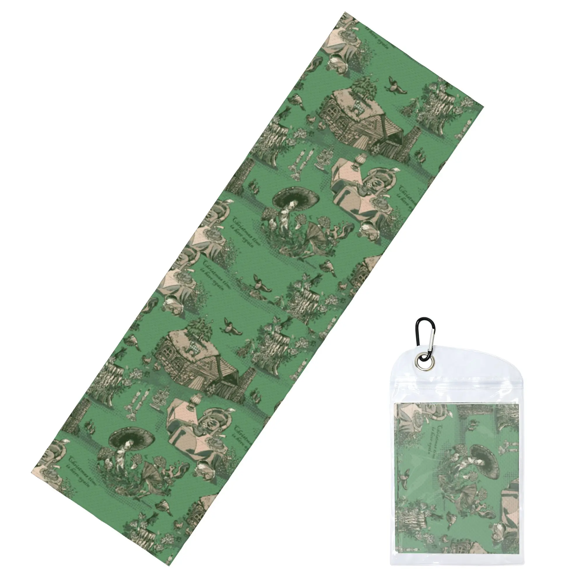Christmas Cottage In Toile De Jouy Style Cold Exercise Towel   Super Soft Breathable Instant Cooling Towel Yoga Towels
