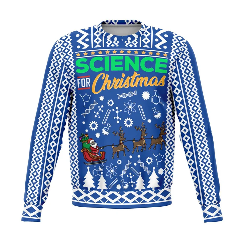 Hot Sale Ugly Christmas Sweater For Men New Year Crew Neck Hoodie Funny Graphic Xmas Sweatshirt Women Oversized Tops Pullovers