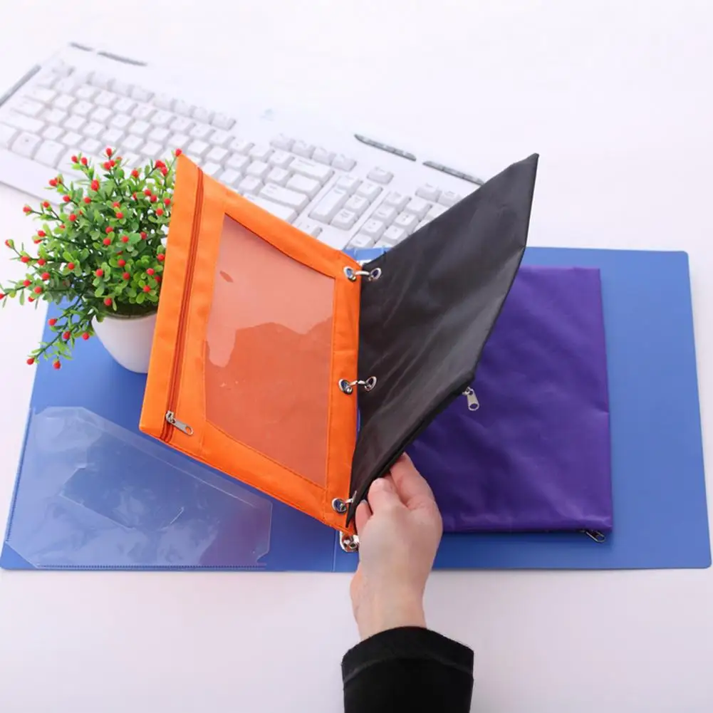 

File Bag with Transparent Window Colorful Fabric Binder Pouch with Window for School Office Supplies Capacity Pencil Case for 3