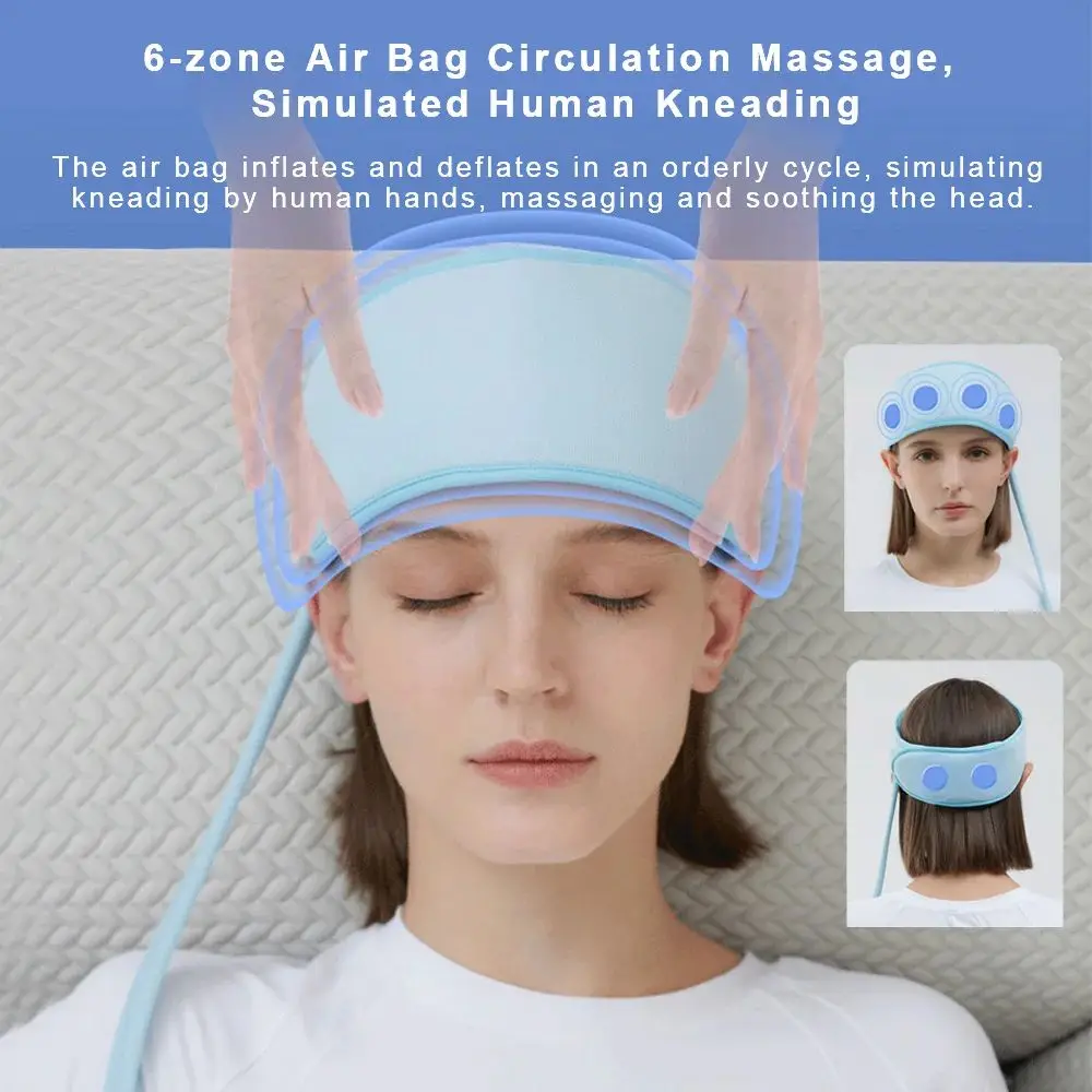 Jinkairui Sleep Aid Head Massager Airbag Wrapping Cap Scalp Massage Instrument with Air Compression Relaxation Rechargeable Use