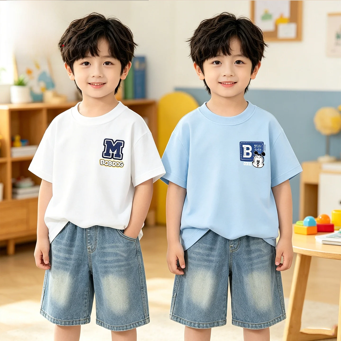 バブビーンボーイズサマースポーツウェアセット-スタイリッシュな子供服-コットンカジュアルウェア-キッズ用-0-4歳