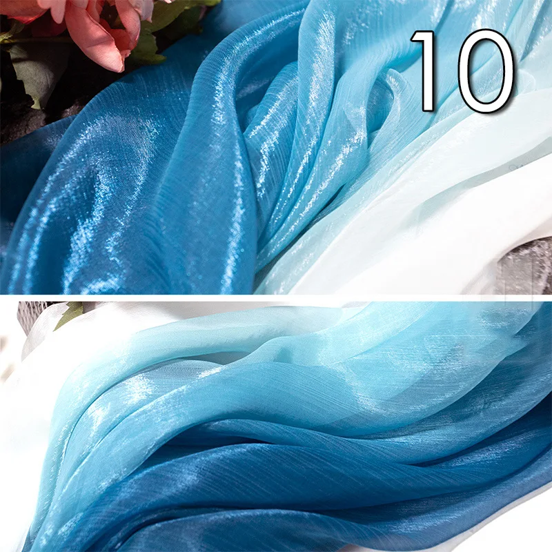 1/2/5 Meter 30D Rainbow Gradient Color Chiffon Fabric Organza Tulle Fabric For Diy Ancient Style Hanfu Silky Dress Stage Garment