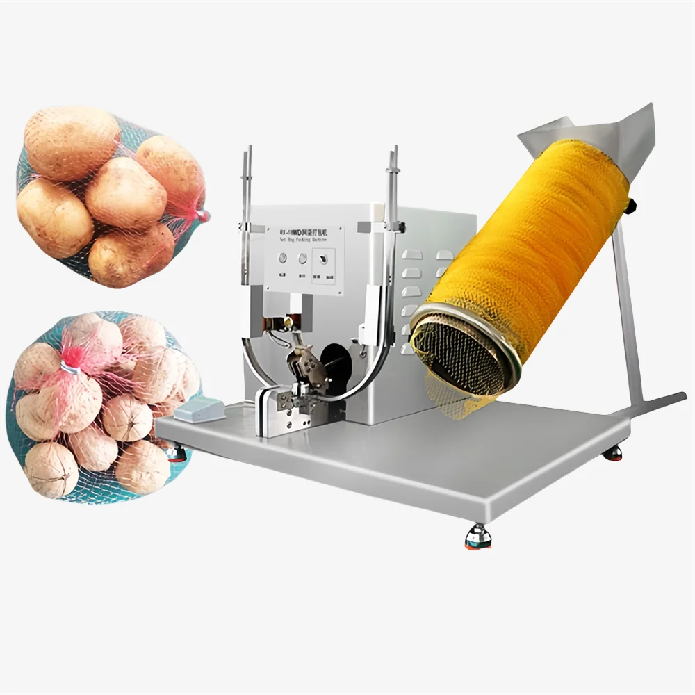 

Машина для упаковки чеснока, лука, картофеля, имбиря, фруктов и овощей в сетчатые пакеты с клипсами и зажимами