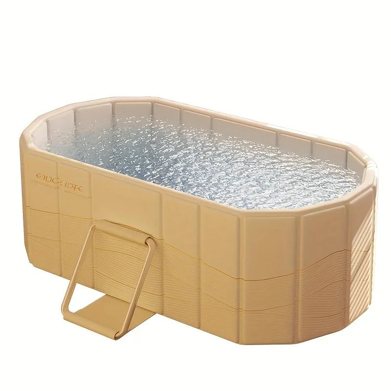 47.24inch PVC Folding Portable Bathtub - Freestanding, Collapsible, Steaming Spa Bath for Family and Adults