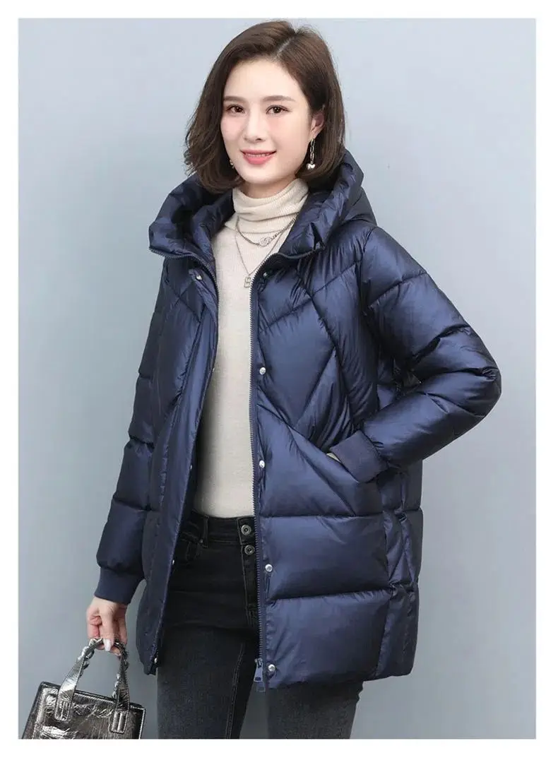Down Cotton-Padded Jacket Women's Overcoat Winter 2026 New Thick Warm Parker Coat Fashion Loose Hooded Medium Long Cotton Jacket