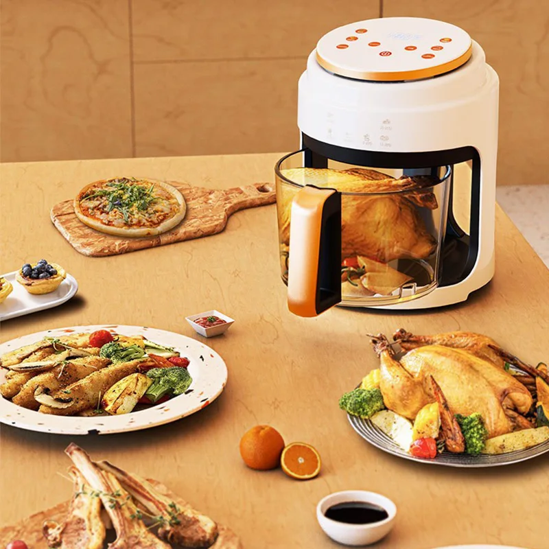 220V Visual Air Fryer 4L Capacity Oil-free Electric Fryer Automatic Household 360°Baking LED Touchscreen Deep Fryer without Oil