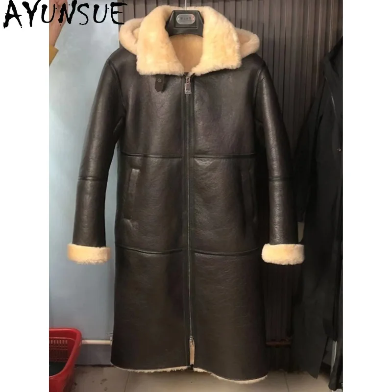 Ayunsue jaqueta de couro real mulher roupas de inverno mulher 2025 casaco de pele de cordeiro de comprimento médio roupas femininas jaquetas Куртка Ж misce