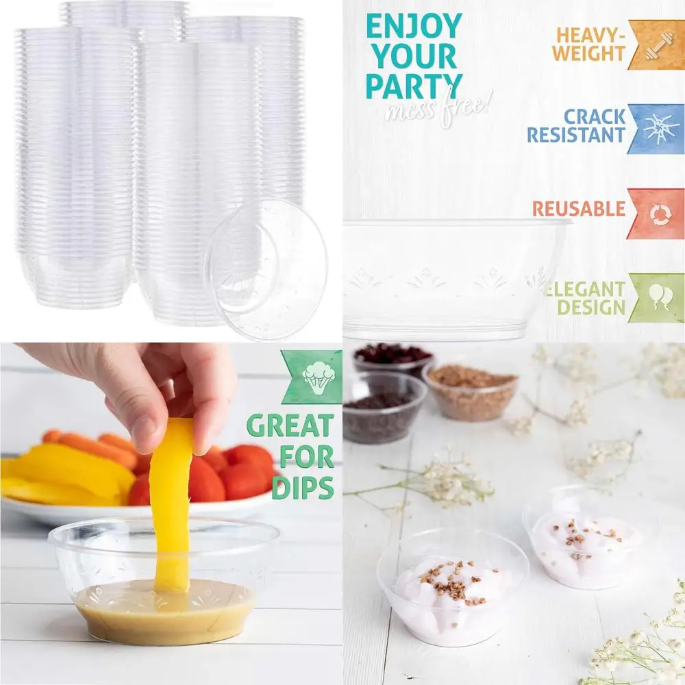 

Прозрачные пластиковые чаши для десертов 6 унций - Премиальные одноразовые чаши для мороженого (1000 шт.)