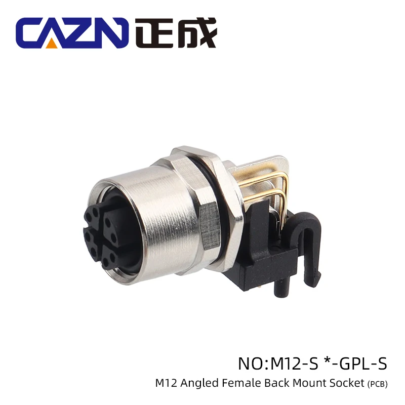 M12 Connector 8 Pins X Y Code Right Angle Socket Female Panel Receptacle Metal Connector