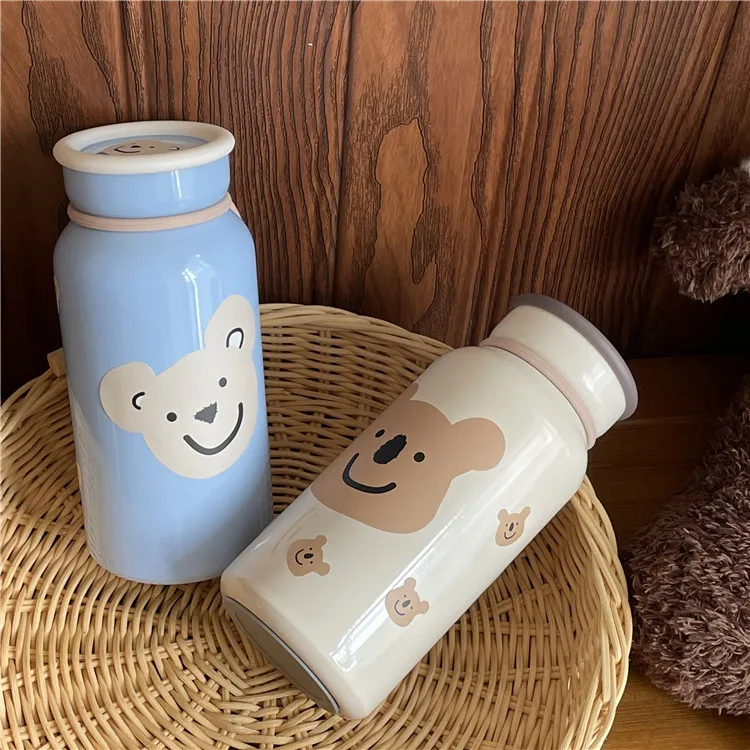 

Vintage Bear Milk Tea Coffee Mug 304 Stainless Steel Cute Leak-Proof Thermos Mug Travel Thermal Cup 300/400ml Water Bottle Cups