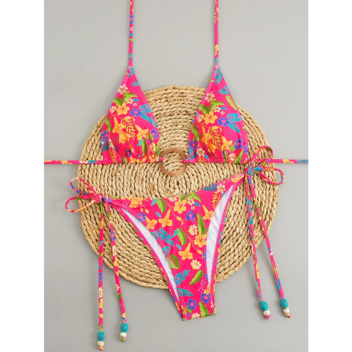 2026 반다우 비키니 세트 블랙 화이트 폴카 도트 2피스 수영복 여성 프린트 삼각형 수영복 해변 휴가 수영복 여성용