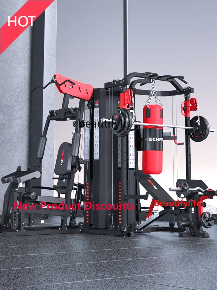 A49 Four-person station comprehensive training equipment, commercial multi-function Smith machine little bird gantry