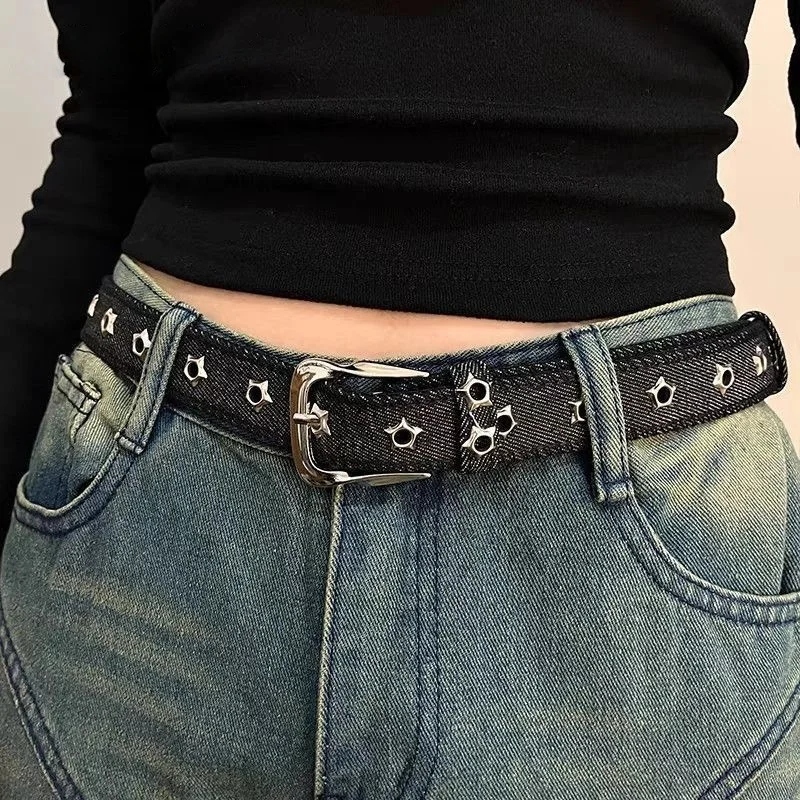 Ceinture en jean de haute qualité pour femme, largeur 2,6 cm, avec boucle ardillon, durable et résistante à l'usure, pour jeans et tenues décontractées ou streetwear