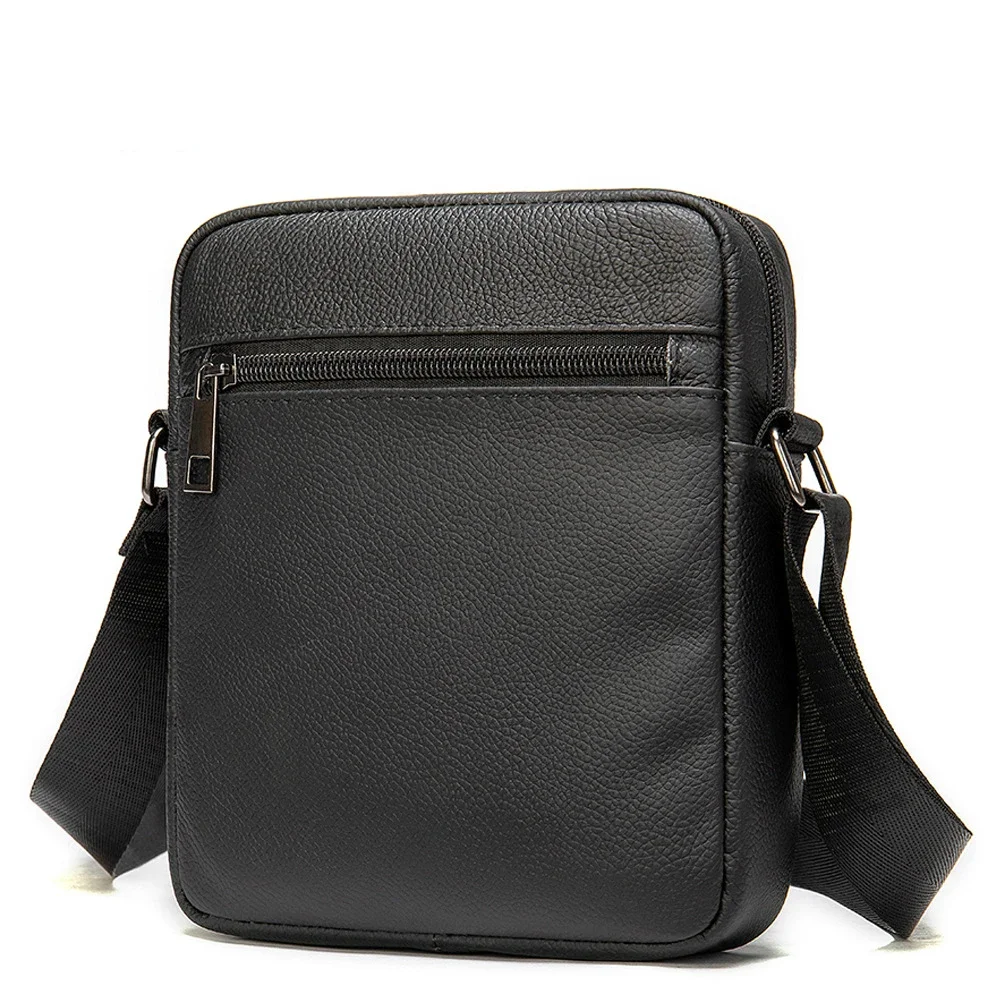 Bolsa de ombro de couro masculina, couro de vaca de camada superior, bolsa mensageiro pequena, bolsa casual para celular