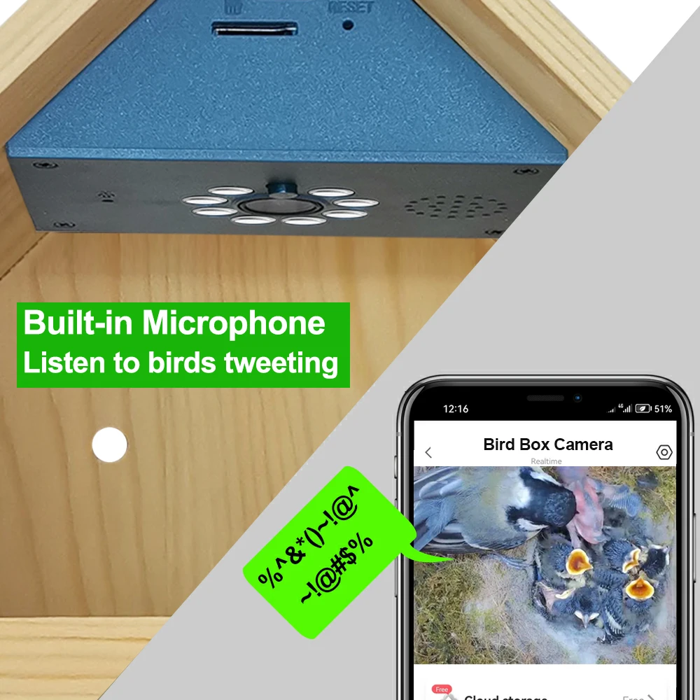 Smart Tuya Bird House 4MP HD WiFi Camera Wireless Birdbox with Night Vision Video Recording SD Card Playback Real Time DIY Gift