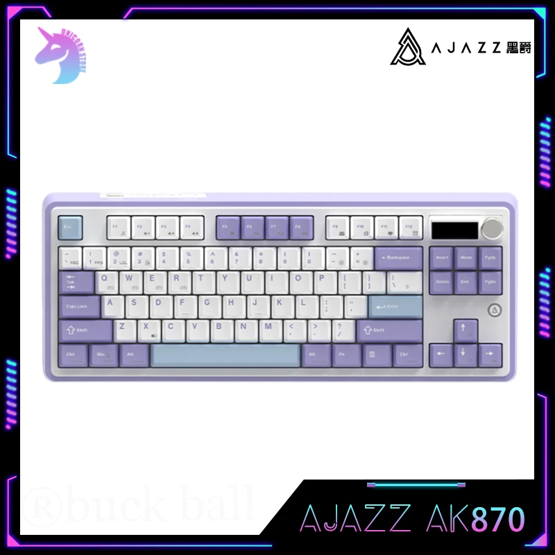 

Pre Sale Ajazz Ak870 Mechanical Keyboard 3Mode Wireless Bluetooth Keyborads Knob Gasket Hot Swap Screen Rgb Custom Game Keyboard