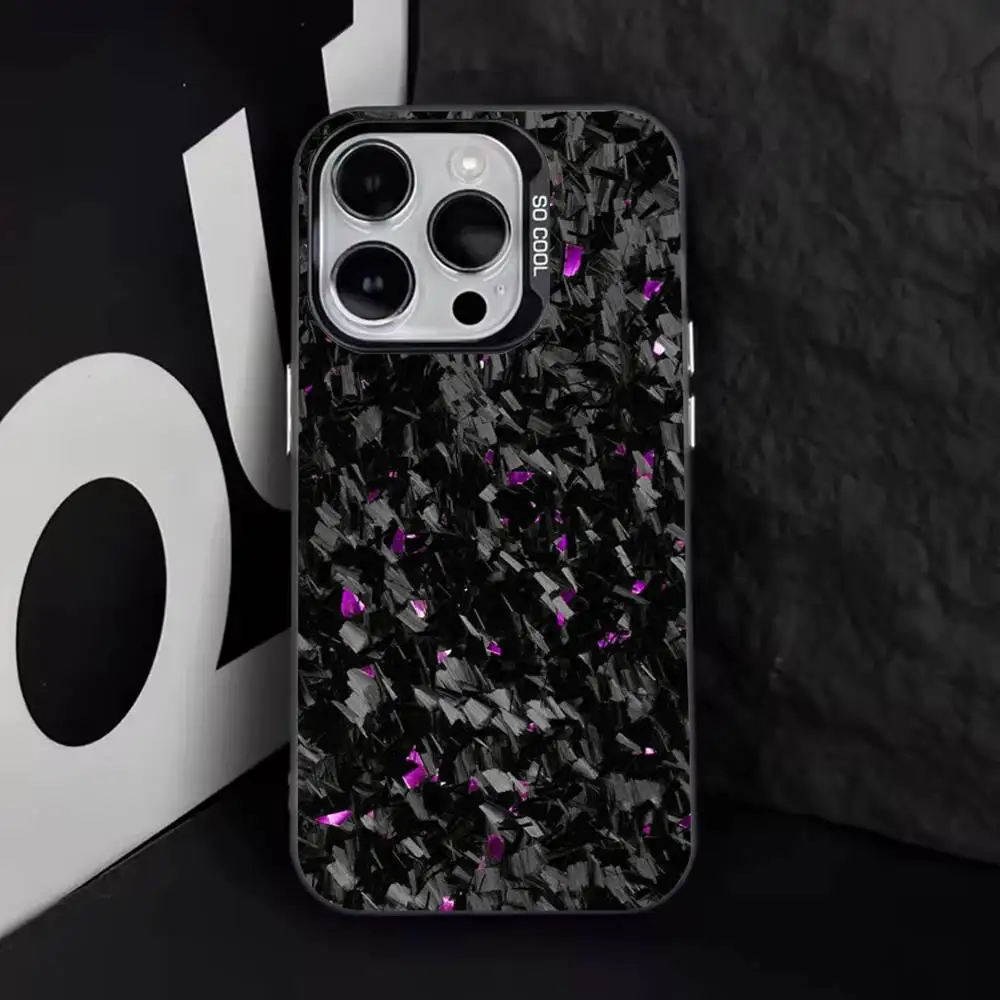 Funda de teléfono con pintura de patrón de fibra de carbono para iPhone 16,15,14,13,12,11,8,7,Pro,Max,Plus,Mini,XS,SE, anticaída, negro, mate y duro