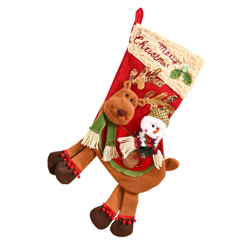1 pièces bas de noël bonhomme de neige Santa Elk enfant bonbons cadeau sac chaussette cheminée décor nouvel an noël arbre de noël ornements support