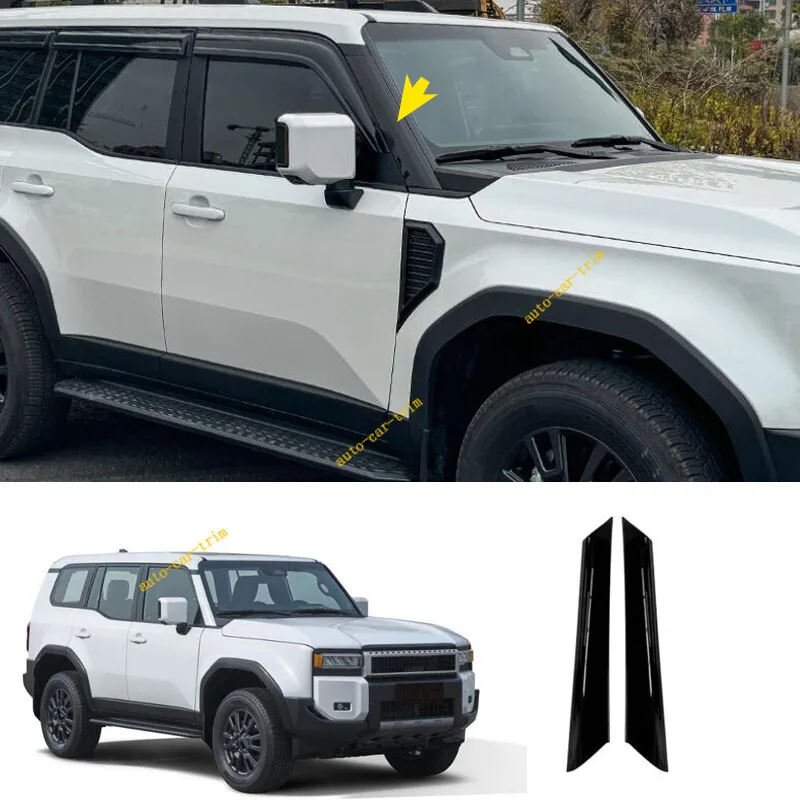

For 2024 2025 Toyota Land Cruiser Gloss Black ABS Windshield A-pillar Cover Trim