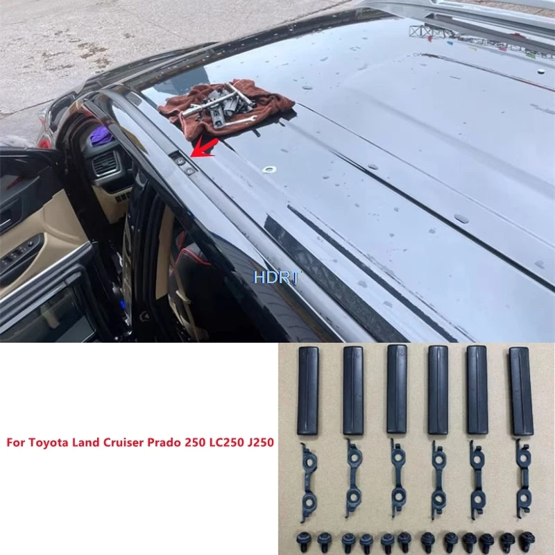 

For Toyota Land Cruiser Prado 250 LC250 J250 2024 + Car Styling Roof Luggage Rack Drip Rail Gutter Joint Cover Travel Boxes Trim