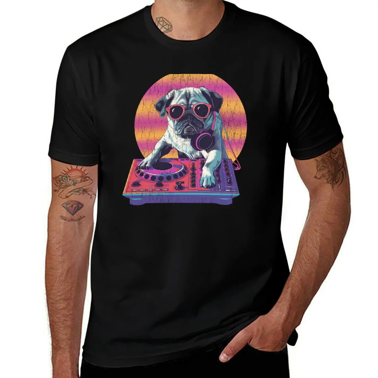 

Vintage Dj Pug Music Pug T-Shirt shirts graphic tee hippie clothes vintage clothes custom t shirt mens tall t shirts