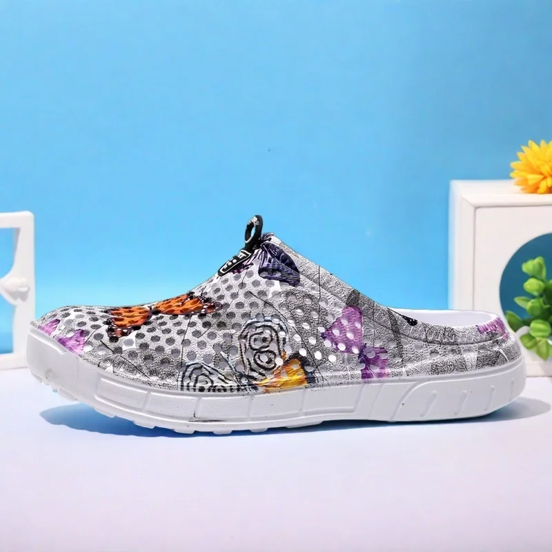 صنادل نسائية أنيقة ذات فتحة قابلة للتنفس بطباعة فراشات - خفيفة الوزن ومريحة ونعل ناعم سهل الارتداء للارتداء اليومي، في الهواء الطلق، الشاطئ،